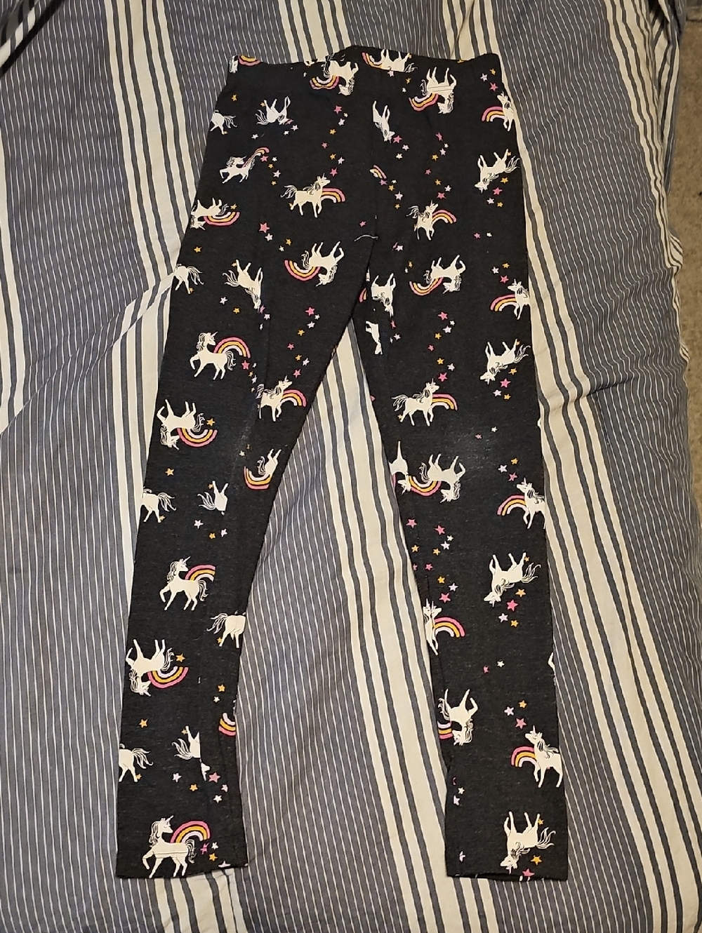 Girls' Dark Gray Unicorn Print Leggings